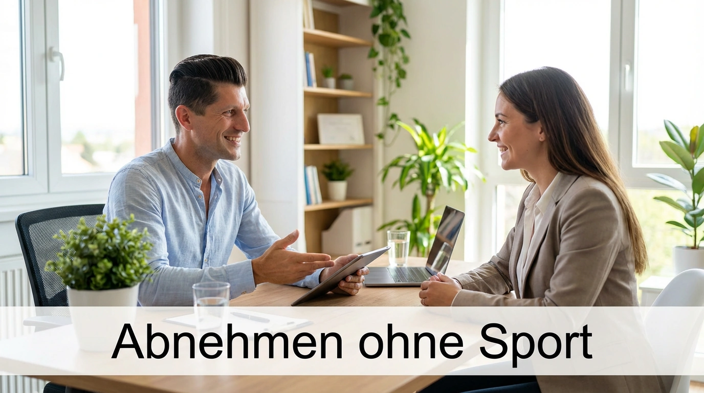 Professioneller Abnehmcoach Frank bei Beratung mit Klientin zum Thema Abnehmen ohne Sport bei Hashimoto