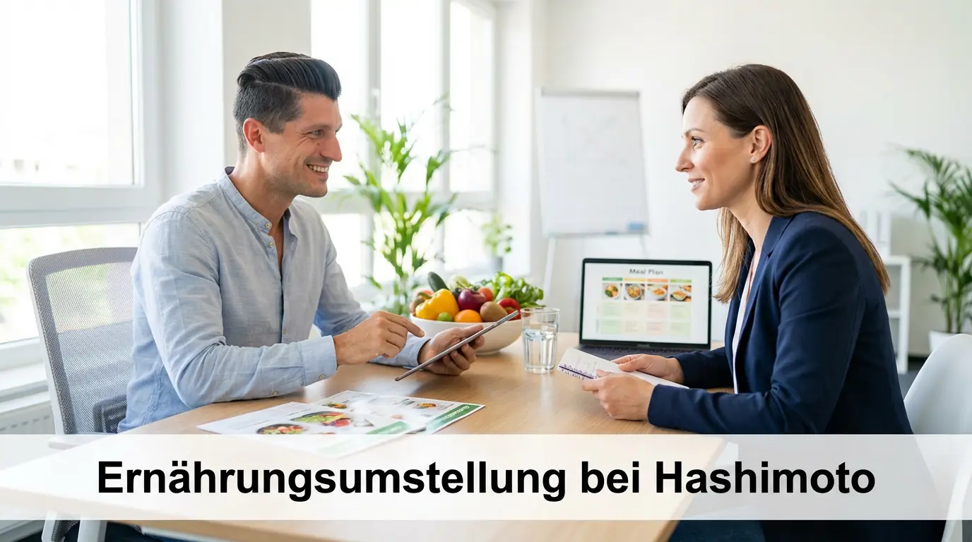 Abnehmcoach Frank im Beratungsgespräch über Ernährungsumstellung bei Hashimoto