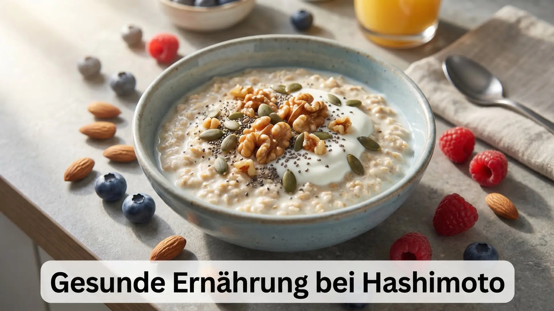 Gesunde Ernährung bei Hashimoto - Haferflocken mit Nüssen und Samen